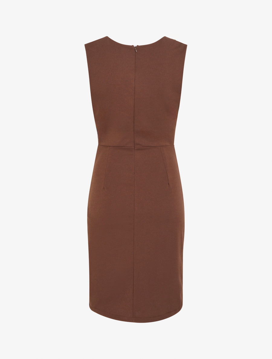 Robe drapé à col bénitier - Marron - 2