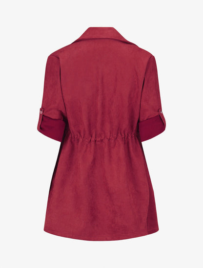 Veste longue en suédine - Bordeaux - 2