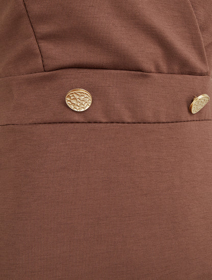 Robe évasée sans manches à col cache-coeur - Marron - 3