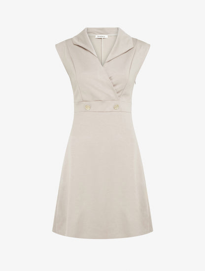 Robe évasée sans manches à col cache-coeur - Taupe - 1