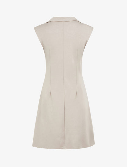 Robe évasée sans manches à col cache-coeur - Taupe - 2