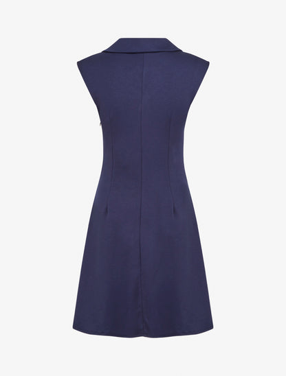 Robe évasée sans manches à col cache-coeur - Marine - 2