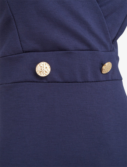Robe évasée sans manches à col cache-coeur - Marine - 3
