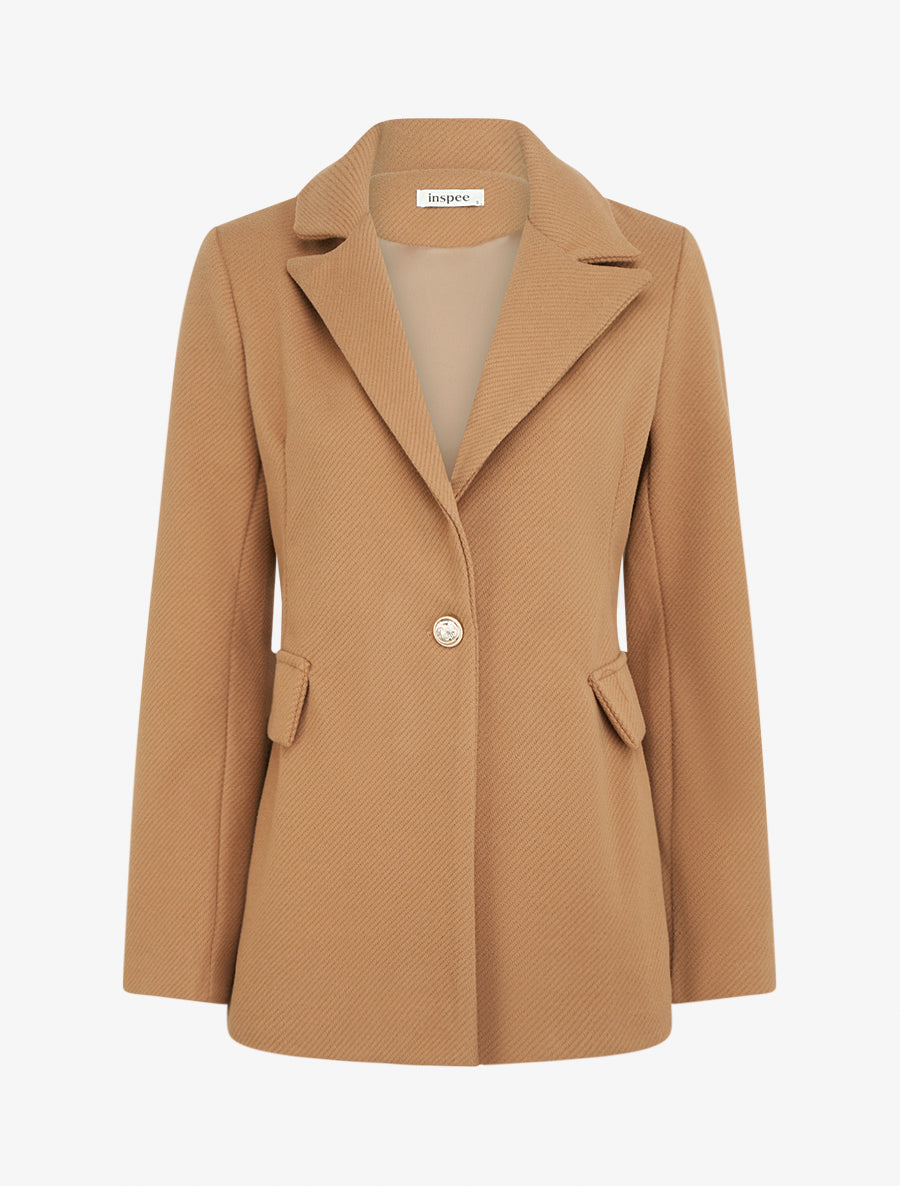 Manteau court à poches décoratives - Camel - 1