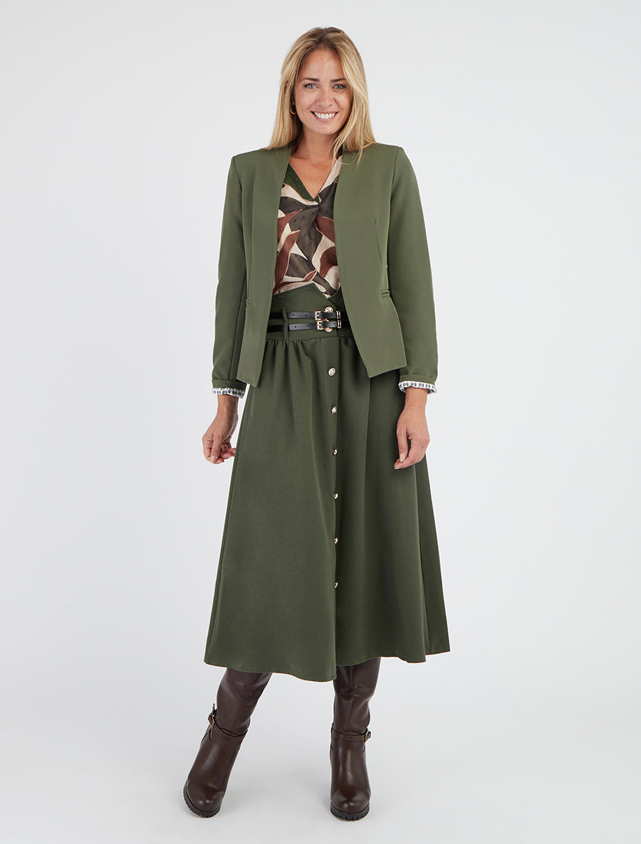 Veste droite à épaulettes - Kaki - 8