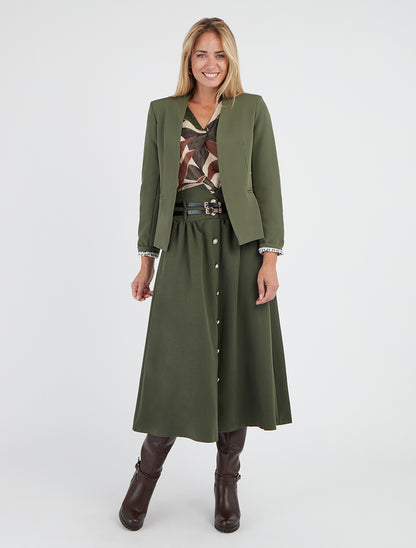 Veste droite à épaulettes - Kaki - 8