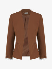 Chaqueta recta con hombreras - Marrón
