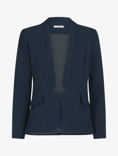 Veste à col droit et bord cranté - Marine - 1