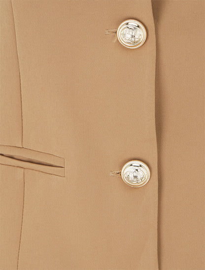 Blazer boutonné à épaulettes - Beige foncé - 3