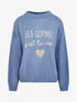 Pull en maille uni à flocage - Bleu - 1