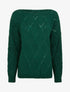 Pull uni ajouré à col rond - Vert sapin - 1