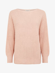 Pull uni à manches chauves-souris - Rose - 1