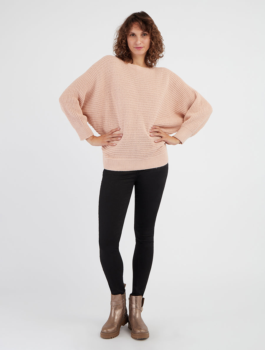 Suéter liso con mangas murciélago - Rosa