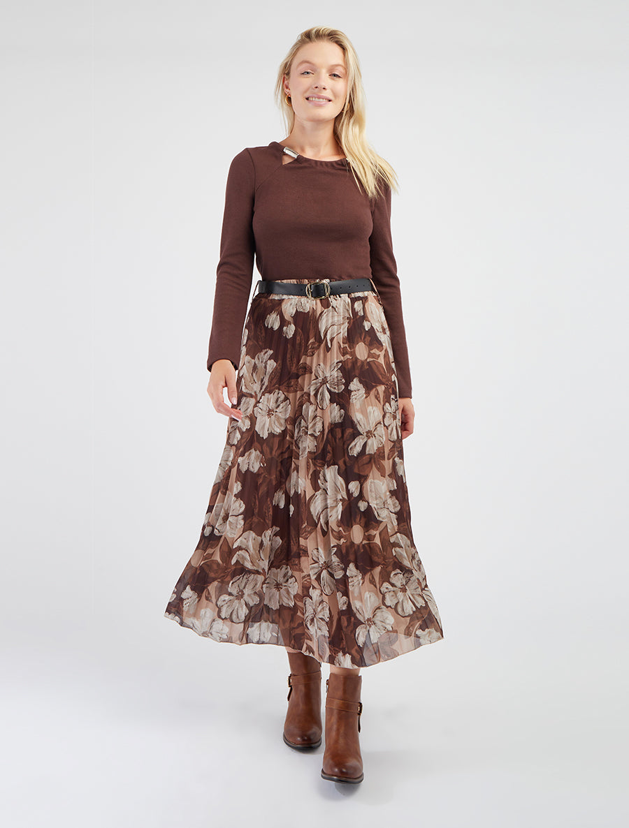 Pull fin uni à empiècement bijoux - Marron - 8