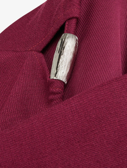 Pull fin uni à empiècement bijoux - Lie de vin - 3