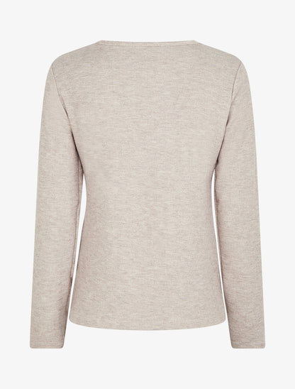 Pull en maille fine à lien de serrage - Taupe - 2