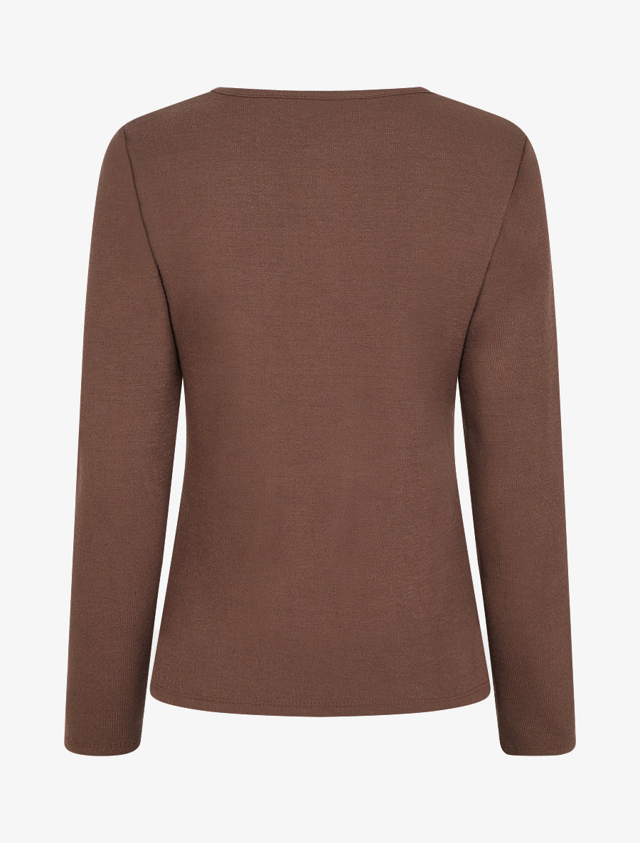 Pull en maille fine à lien de serrage - Marron - 2