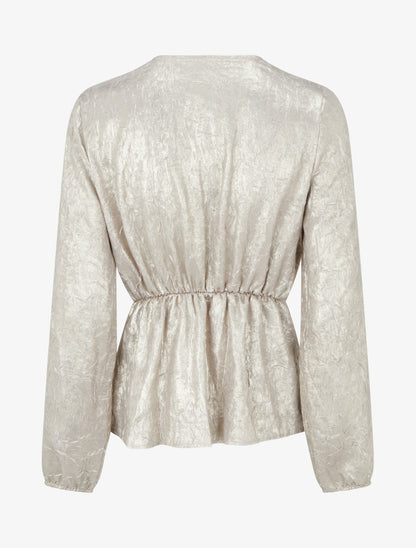 Blouse irisée élastiquée à col cache-coeur - Argent - 2