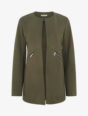 Veste mi-longue à zips - Kaki - 1