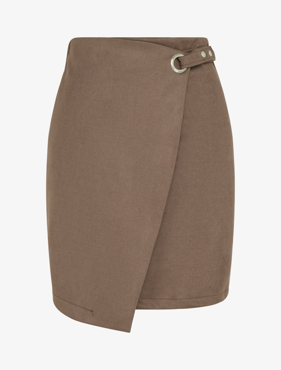 Falda estilo pareo con ojales - Marrón