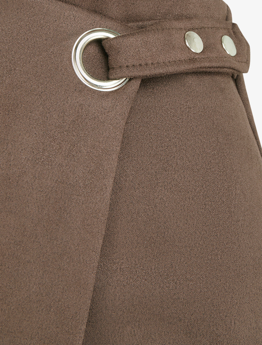 Falda estilo pareo con ojales - Marrón