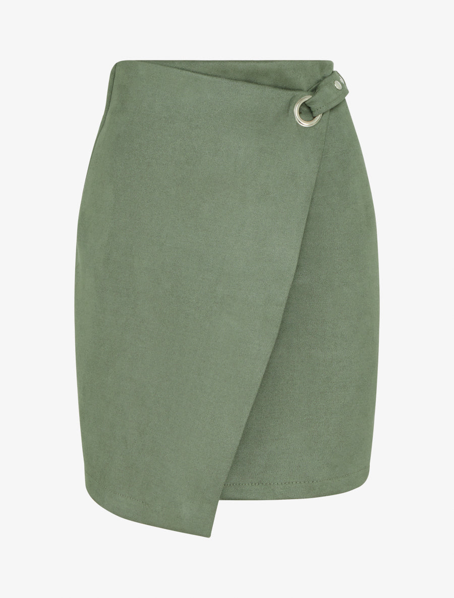 Jupe style portefeuille à oeillet - Kaki - 1