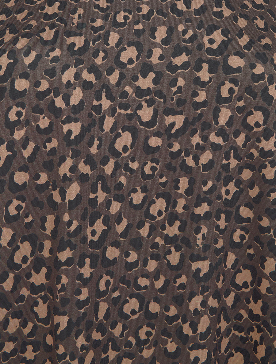 Top imprimé léopard à col rond irisé - Marron - 3