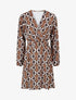 Robe élastiquée à imprimé éthnique - Marron - 1
