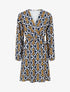 Robe élastiquée à imprimé éthnique - Marine - 1