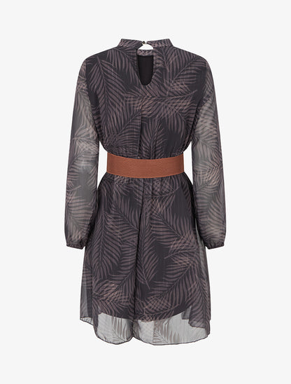 Robe irisée à imprimé feuillage - Noir - 2
