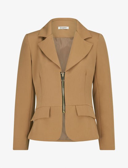 Veste cintrée à zip - Beige foncé - 1