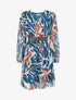 Robe cintrée en voile imprimé abstrait - Bleu lagon - 1