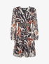 Robe cintrée en voile imprimé abstrait - Noir - 1