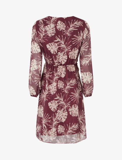 Robe imprimé feuillage à rayures irisées - Prune - 2