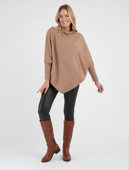 Poncho fino liso de manga larga - Topo