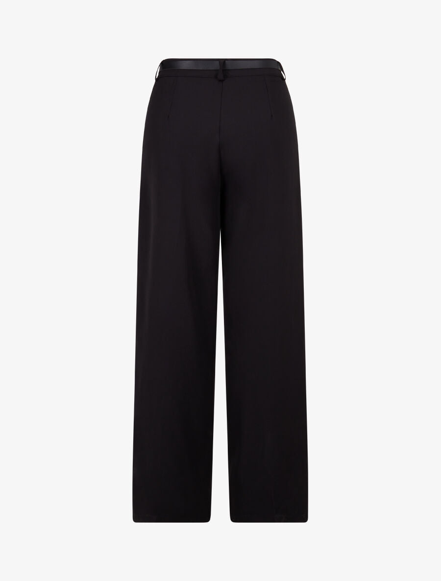 Pantalon de tailleur droit à plis - Noir - 2