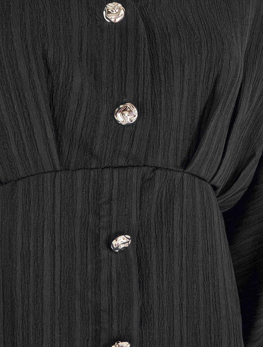 Blouse fluide à boutons décoratifs - Noir - 3