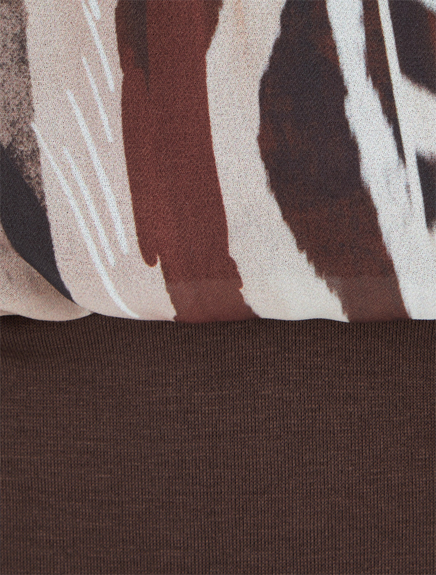Blouse en voile imprimé animal - Marron - 3