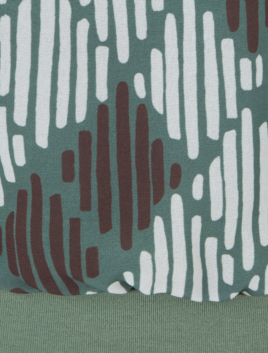 Blouse en voile imprimé graphique - Kaki - 3