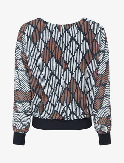 Blouse en voile imprimé graphique - Noir - 2