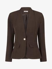 Blazer liso abotonado - Marrón