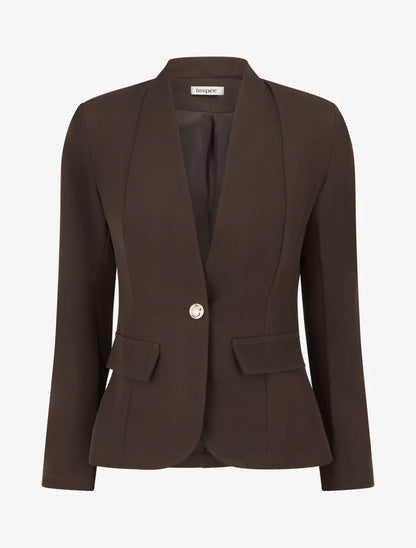 Blazer liso abotonado - Marrón