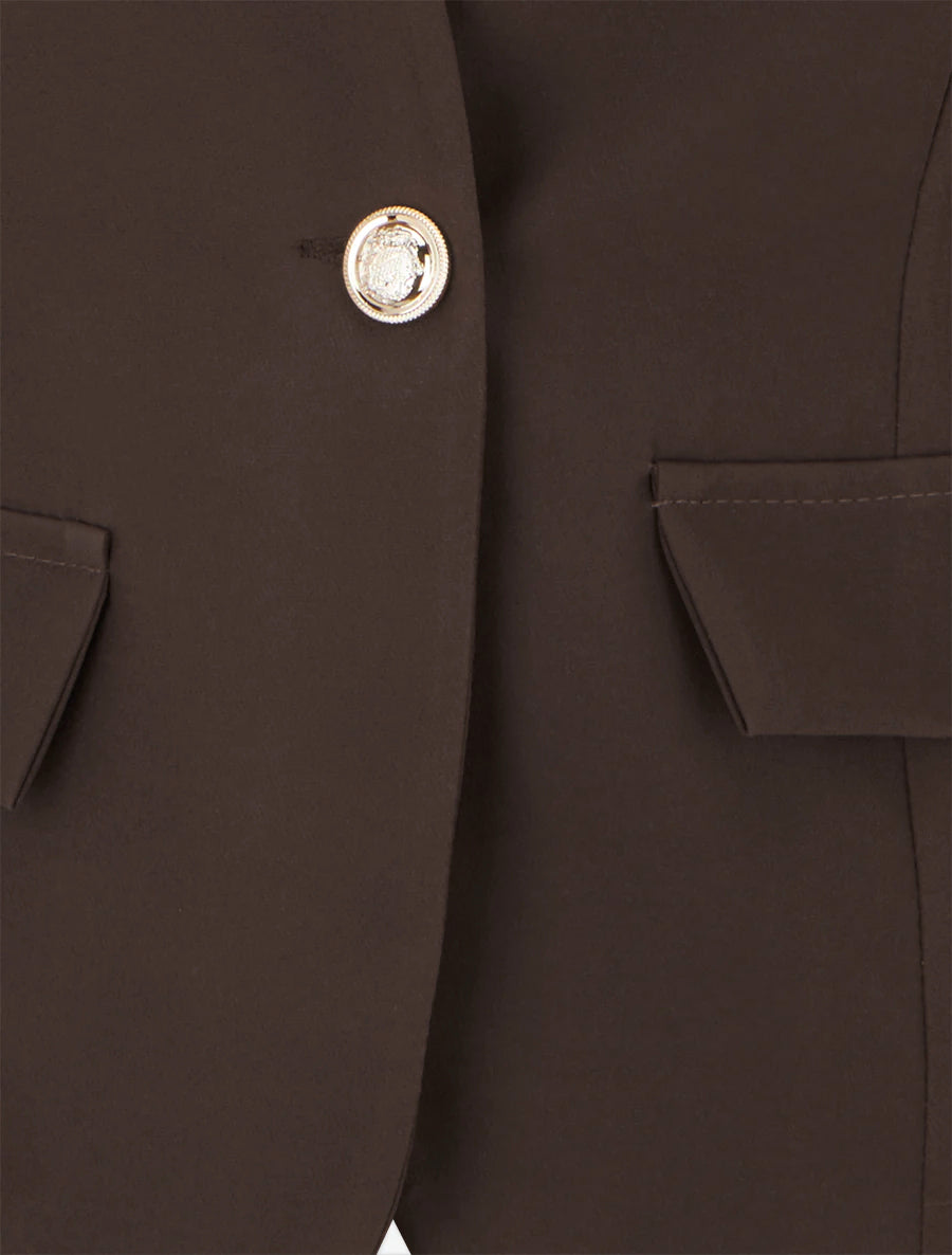 Blazer liso abotonado - Marrón