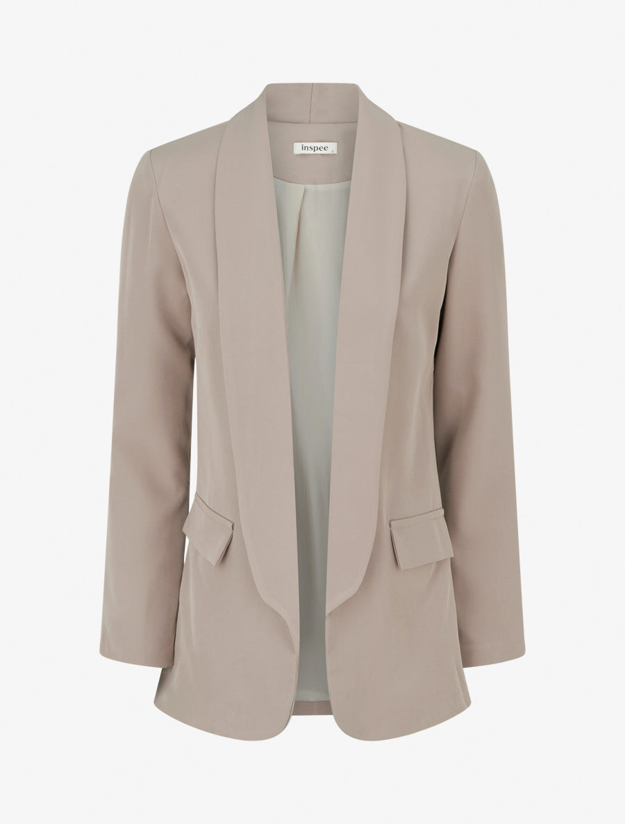 Blazer liso con bolsillos decorativos - Topo
