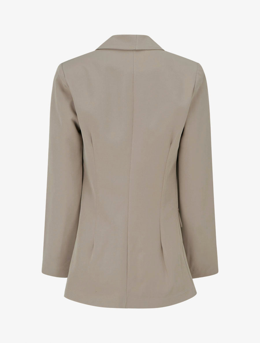 Blazer liso con bolsillos decorativos - Topo