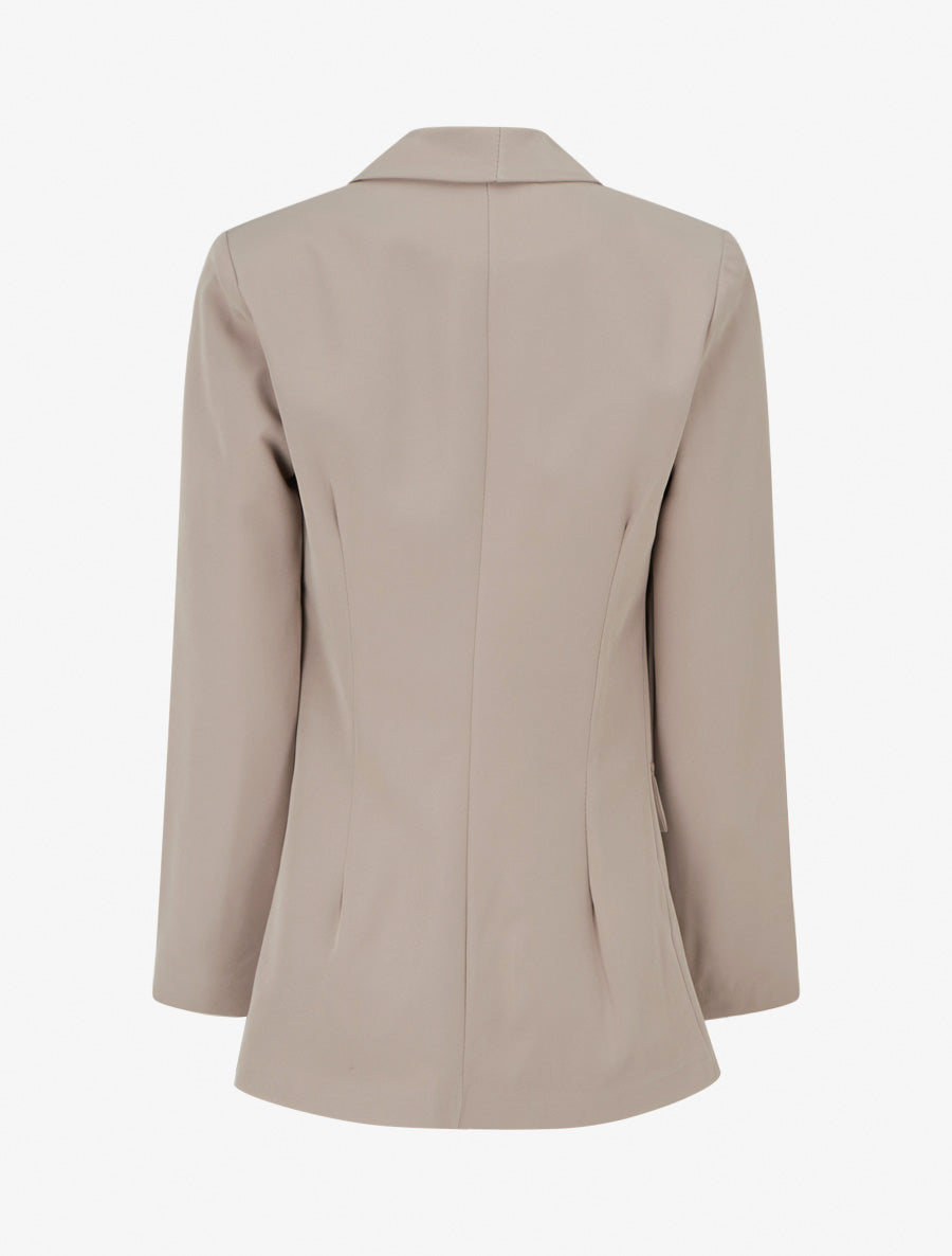 Blazer liso con bolsillos decorativos - Topo