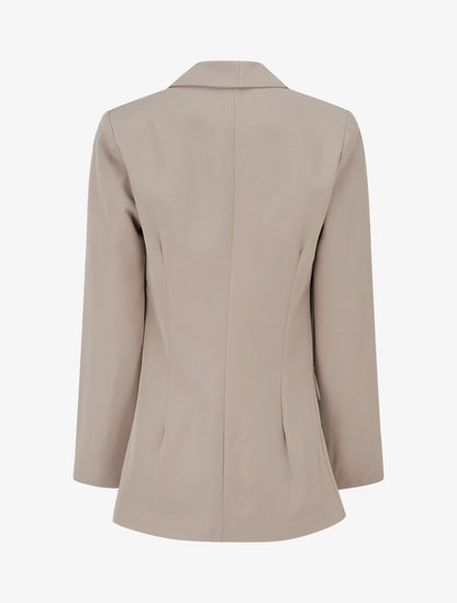 Blazer liso con bolsillos decorativos - Topo