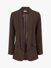 Blazer liso con bolsillos decorativos - Marrón