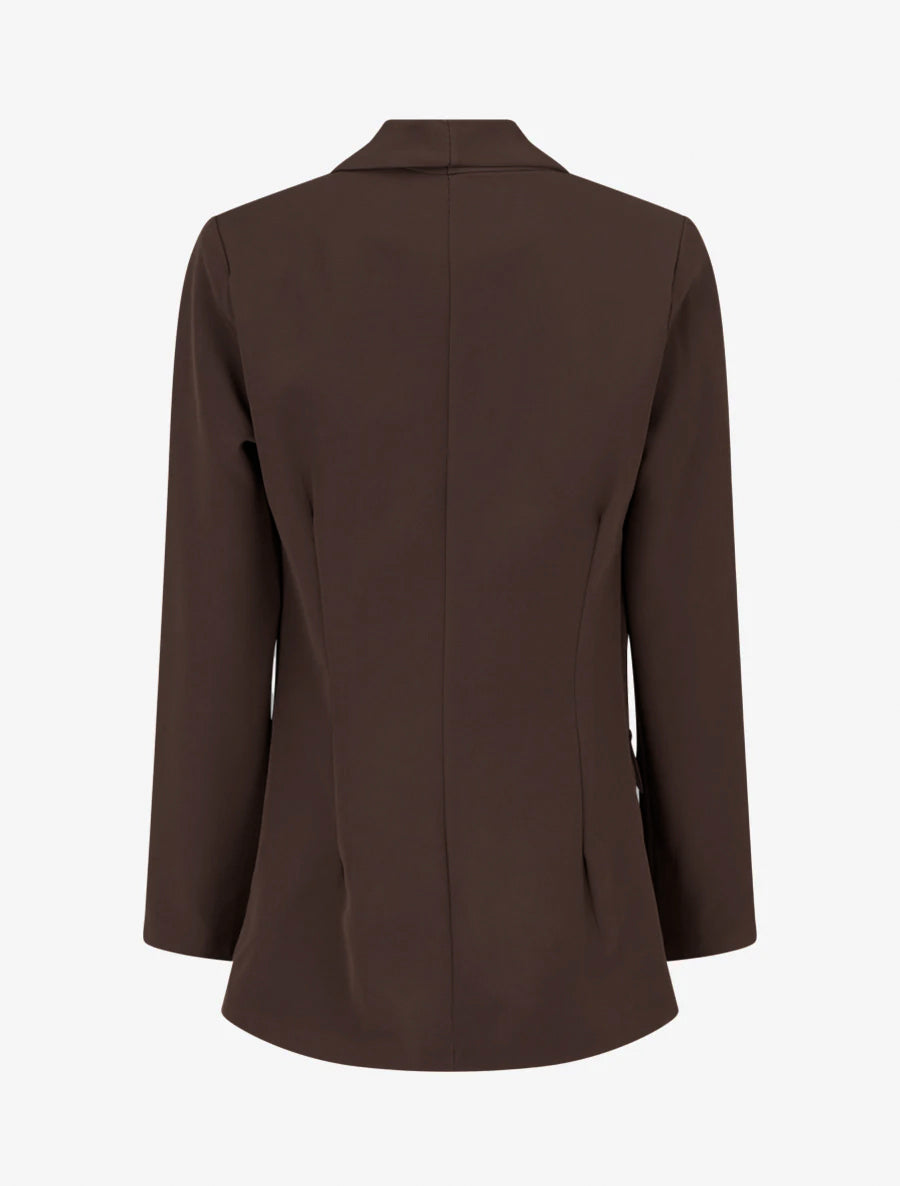 Blazer liso con bolsillos decorativos - Marrón