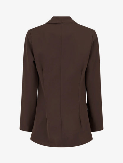Blazer liso con bolsillos decorativos - Marrón